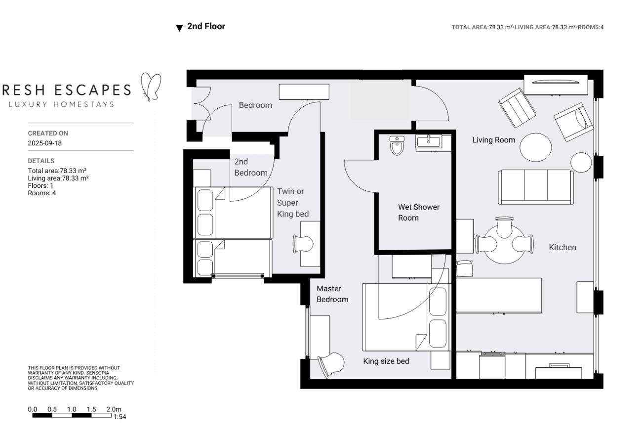 Fresh Escapes - Exeter City Centre Apartment, Cathedral Yard Sleeps 4 Floorplan